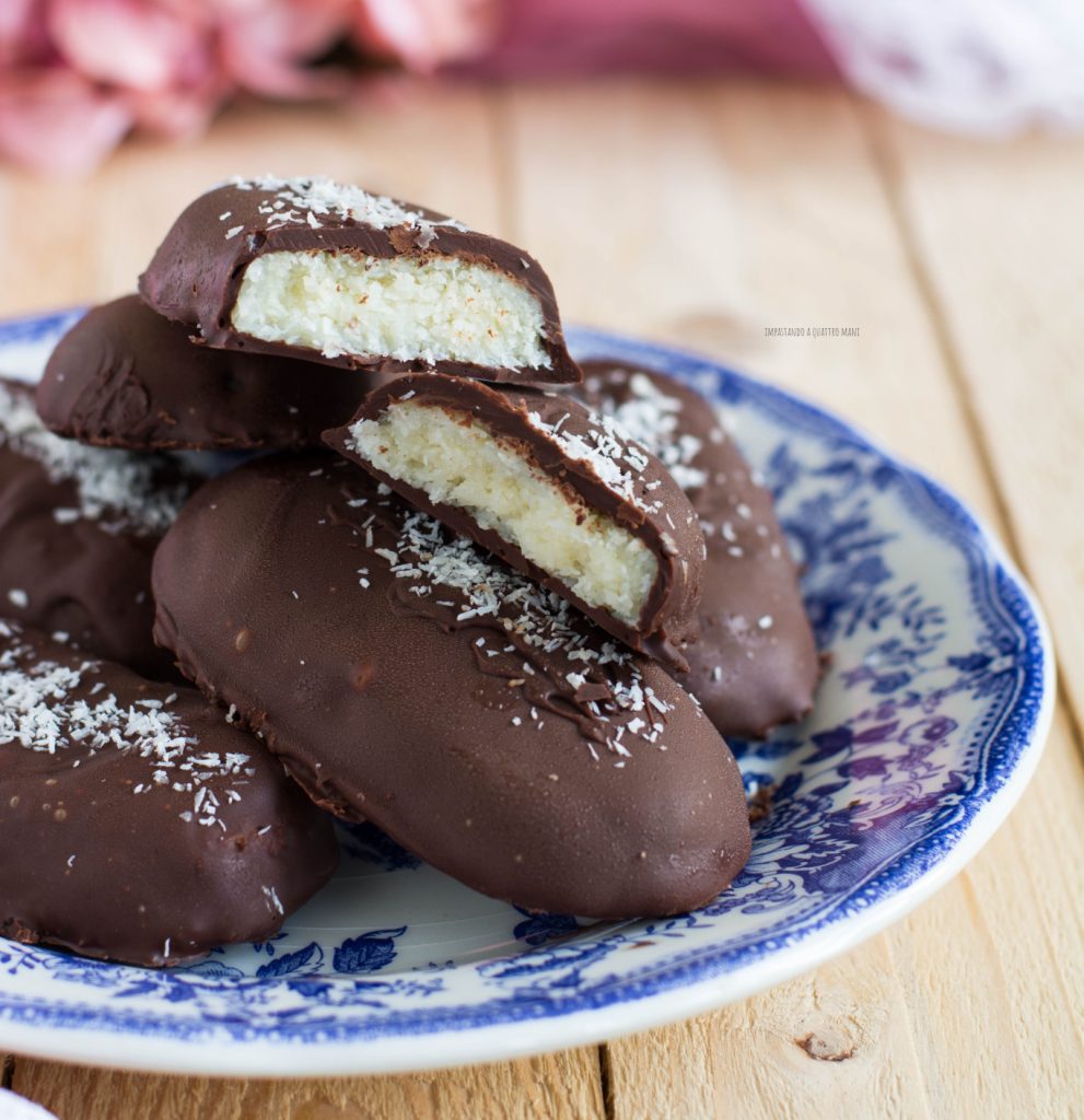 bounty fatti in casa, barrete cioccolato e cocco