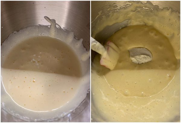 preparazione ciambella allo yogurt con mirtilli e prugne