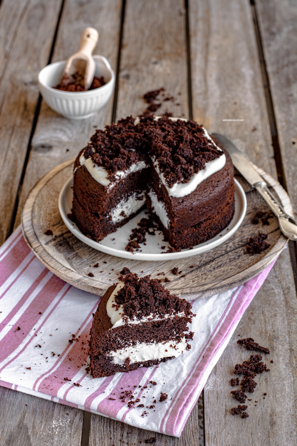 Torta Paradiso al cacao con crema al latte | Impastando a quattro mani