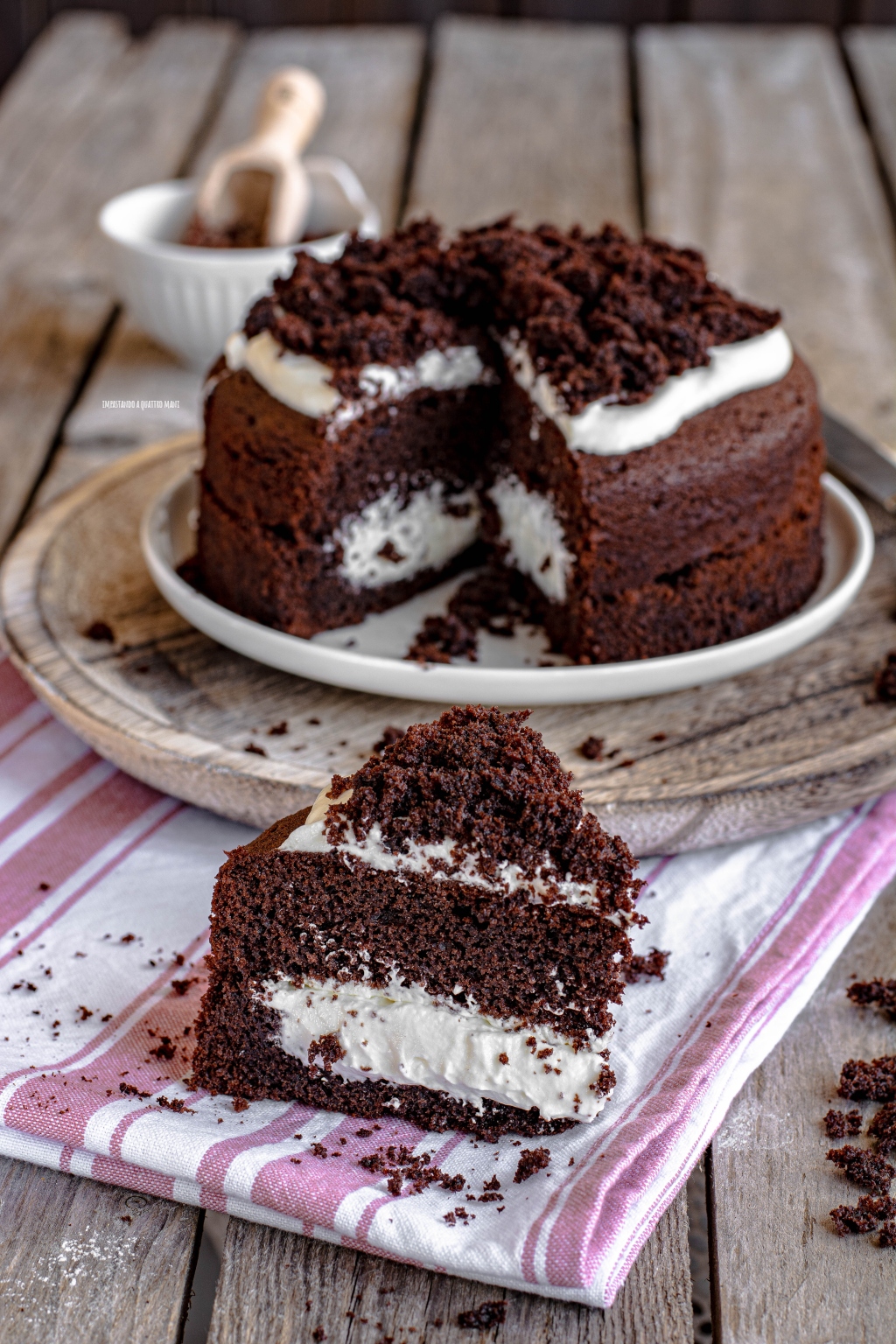 Torta Paradiso al cacao con crema al latte | Impastando a quattro mani