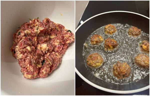 preparazione polpette al sugo alla boscaiola