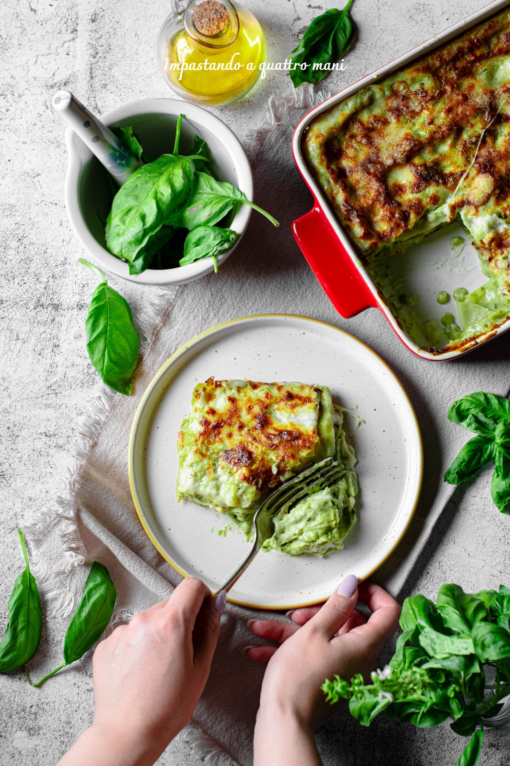 Lasagne al pesto Impastando a quattro mani